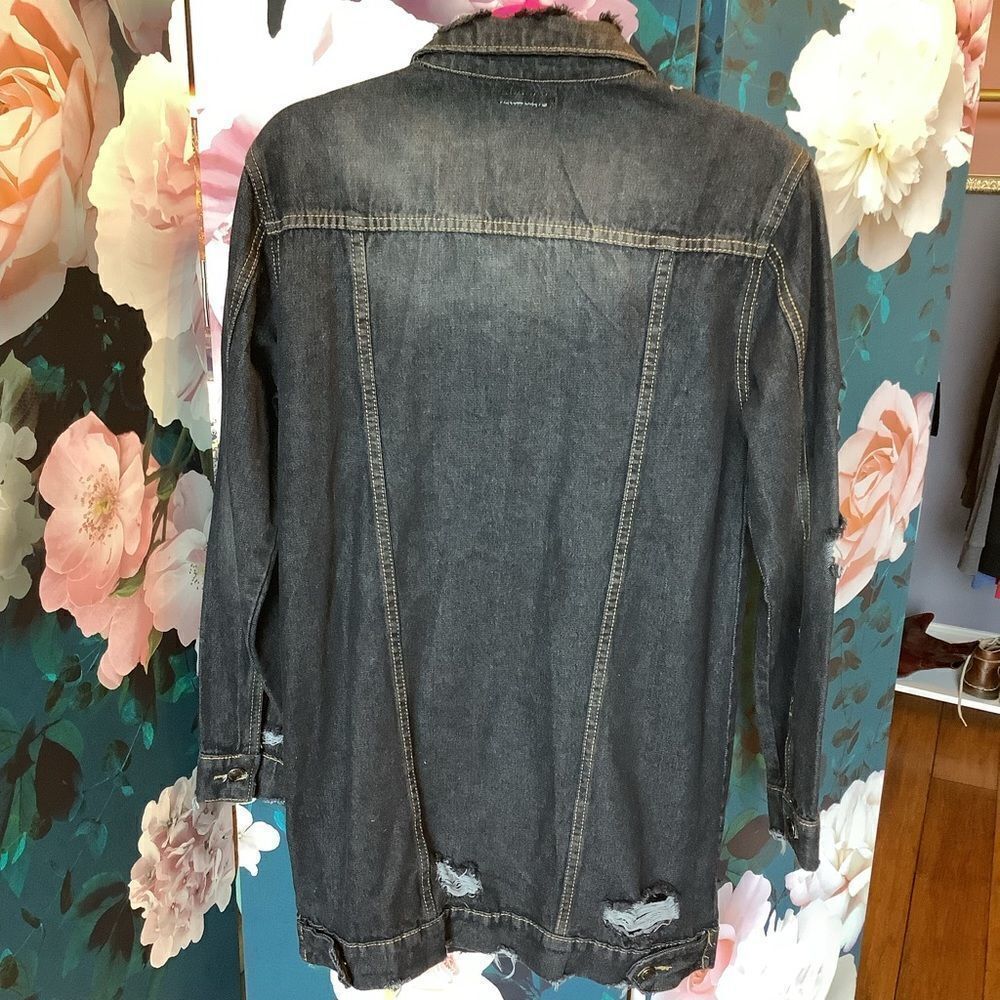 Cherry 🍒 Koko Longline Distressed Denim Jacket - Picture 6 of 9
